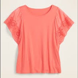 Old Navy Eyelet Flutter Sleeve Top